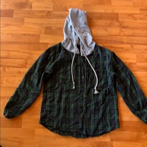 Plaid Sweatshirt Button Up